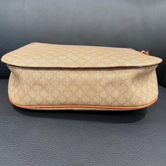 Vintage Celine Macadam Crossbody Shoulder Bag – Beige Canvas w/ Tan Leather Trim - Picture 10 of 16
